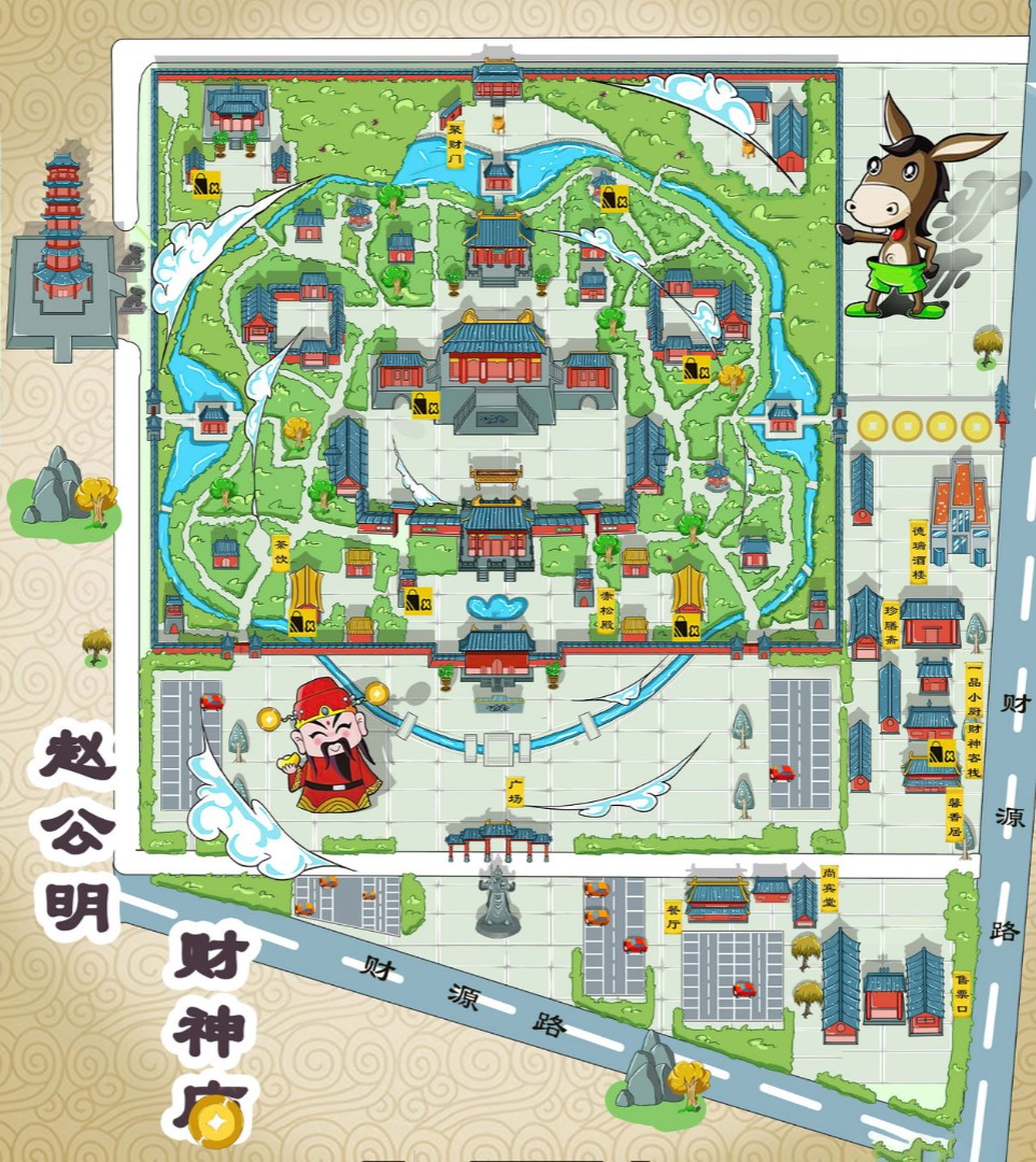 宁乡寺庙类手绘地图